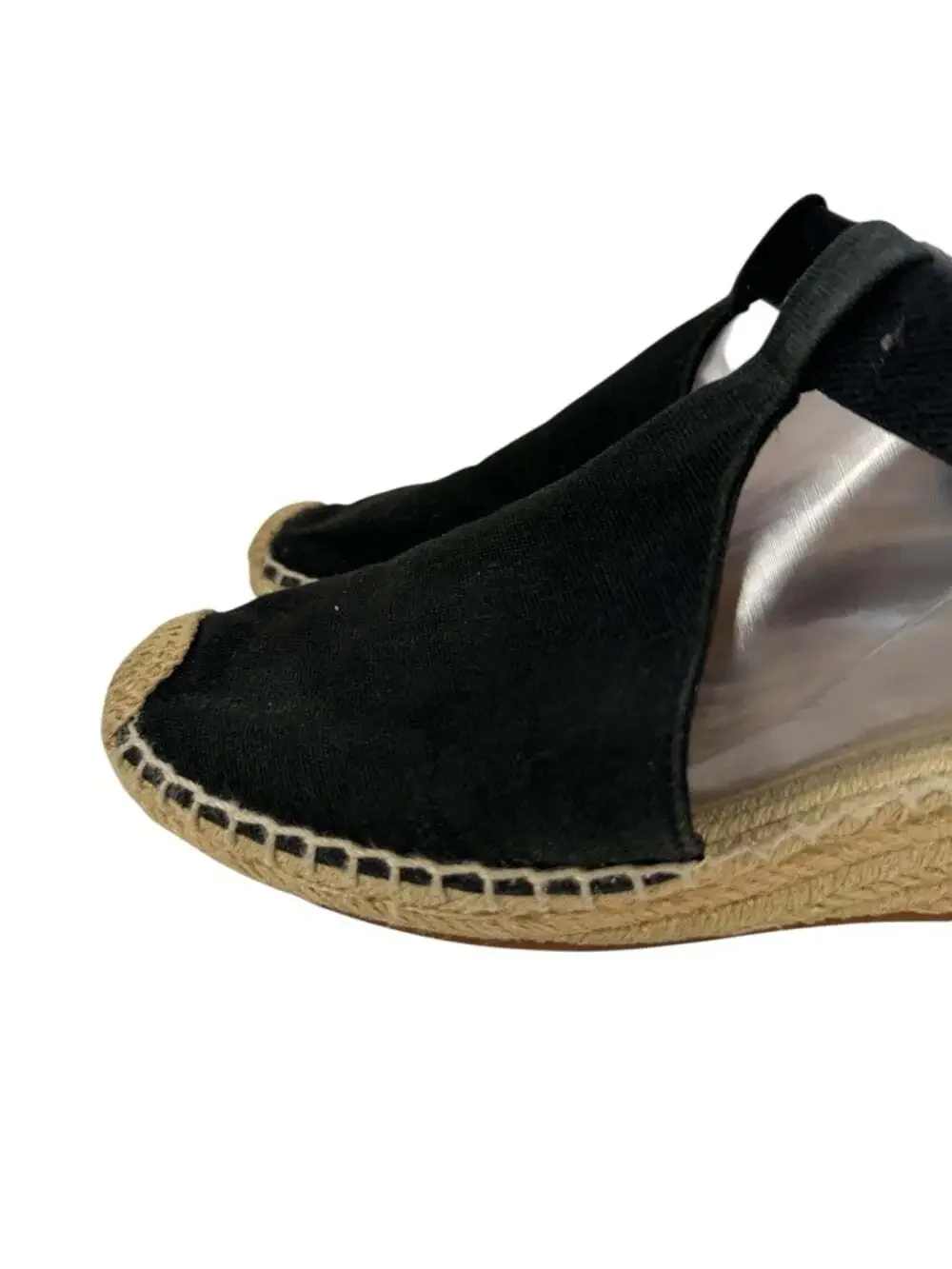 Tory Burch Catalina 3 Black Espadrille Wedge Sandals Resort Chic Womens 10